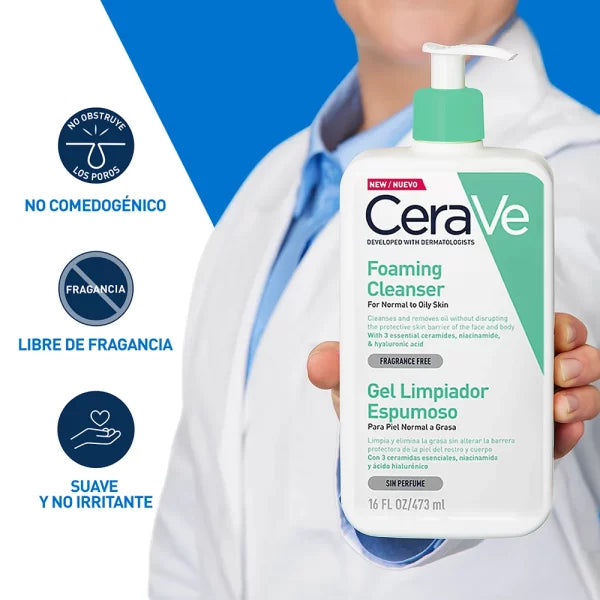 Cerave Gel Limpiador Espumoso Piel Normal A Grasa * 473 Ml